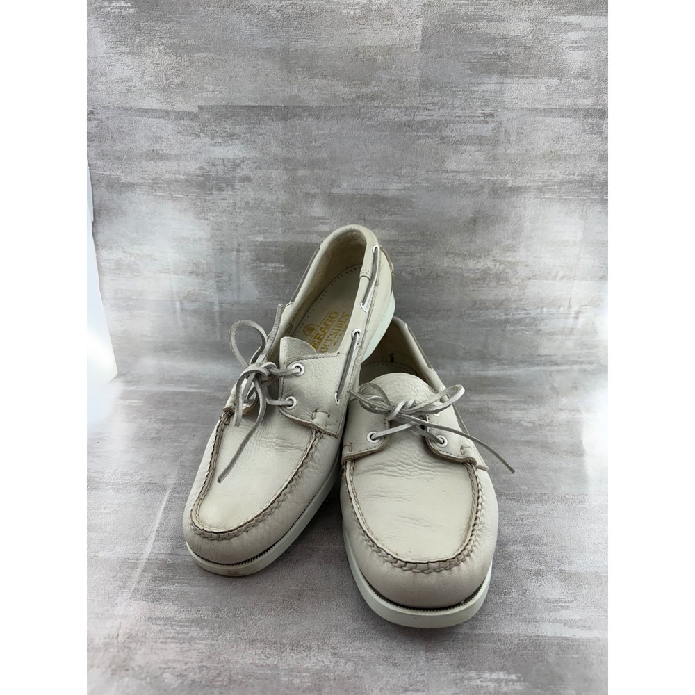 Sebago Docksides Boat Shoes Men Sz 11.5M Off White Leather Made in USA 87539